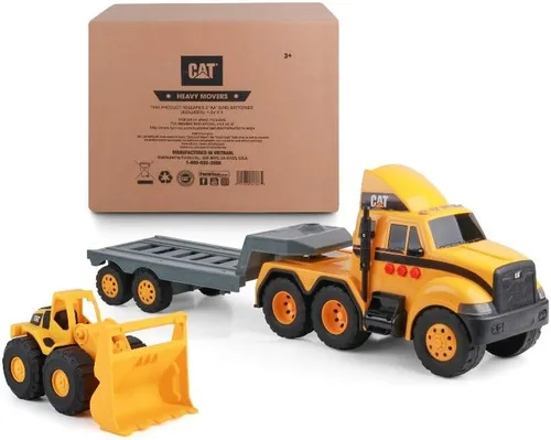 Miniatura 10 de CAT Juguetes de construcción, CAT Construction Heavy Mover, semi camión y remolque con minicargadora de ruedas, luces y sonidos, a partir de 3 años