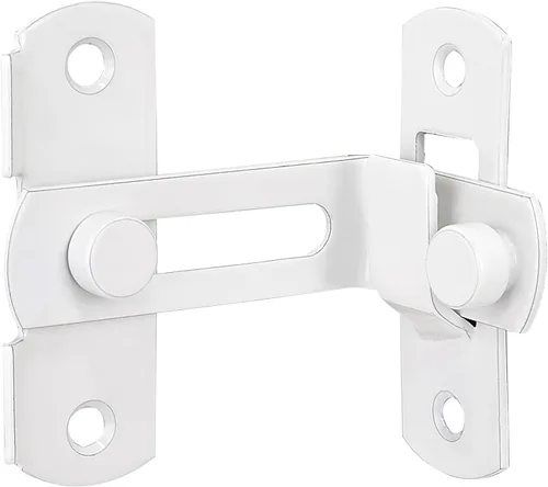 Miniatura 7 de INIRET Paquete de 2 pestillos blancos de 90 grados para puerta de granero, cierre de puerta de acero inoxidable para puerta de granero, cerradura