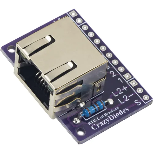 Miniatura 2 de 4pcs RJ45 Ethernet conector Breakout Board 13 Pin con 2 luz LED, 4 cabezales de pin macho