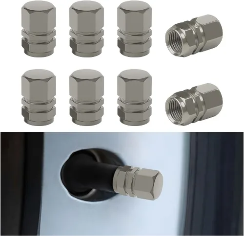 Miniatura 15 de Osilly Tapones de válvula de vástago de neumático de automóvil, 4 piezas de cubiertas de vástago de válvula de aleación de aluminio, resistentes a