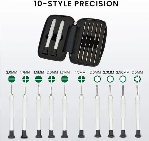 Miniatura 2 de Juego de destornilladores de precisión, kit de reparación de lentes con destornilladores de 10 estilos/almohadillas nasales/destornilladores