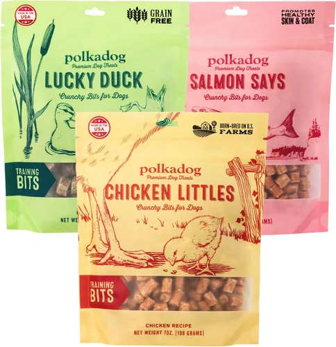 Miniatura 12 de Polkadog Chicken Littles - Trozos crujientes de entrenamiento para perros, todos naturales, golosinas de entrenamiento saludables con ingredientes