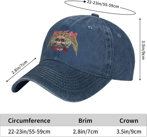 Miniatura 8 de Cowboy Hat Trendy Hats for Man and Women Djustable Four Season Outdoor Baseball Cap of Hell Skull with Angel Navy Blue