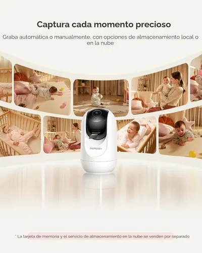 Miniatura 5 de Momcozy Monitor de bebé inteligente WiFi con cámara y audio, pantalla 1080P de 5 pulgadas con montaje en pared, detección de movimiento y llanto