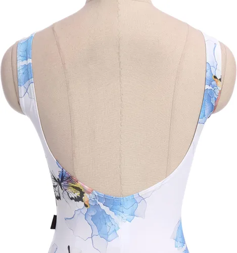 Miniatura 46 de AFAVOM Leotardos de ballet para mujeres adultas con estampado de flores de mariposa sin espalda, leotardos de gimnasia con brasier y prácticas