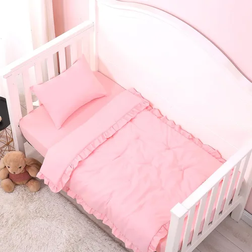 Miniatura 9 de JISEN Juego de ropa de cama de 3 piezas para cuna, juego de ropa de cama suave para cuna, camiones de construcción, juego de edredón para cuna