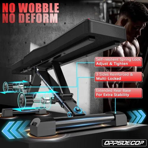 Miniatura 2 de OPPSDECOR Adjustable Weight Bench, 900LBS Capacity, 8+4+2 Positions, 18.5" Seat Height, Easy Assembly Foldable Workout Bench for Home Gym Strength