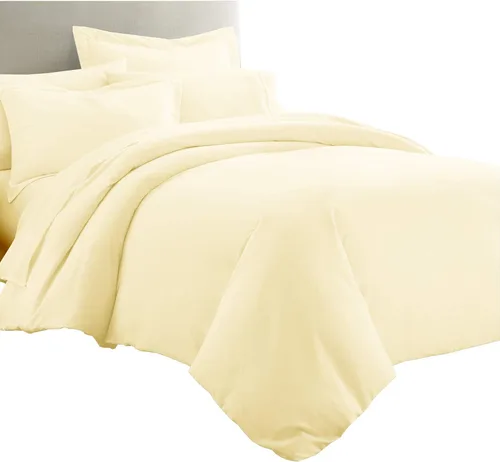 Miniatura 2 de Royal Tradition Juego de ropa de cama de viscosa de bambú sólido de 7 piezas, funda de edredón y fundas de almohada con sábanas, color beige