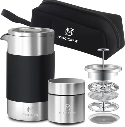 Miniatura 8 de Cafetera de Prensa Francesa – Porción Individual 1 Taza, Pequeña de Acero Inoxidable Térmico de Doble Pared, Prensa Francesa 350ML/12OZ