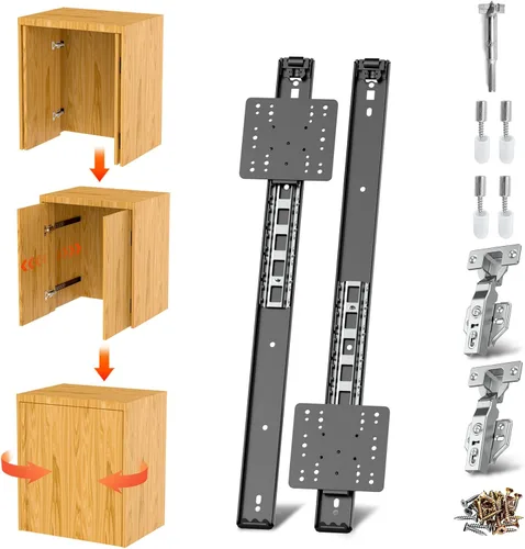 Miniatura 10 de Rieles para Puertas Corredizas de Bolsillo, Riel para Puerta Corrediza de Bolsillo para Gabinete, Bisagra para Puerta de Bolsillo, Herrajes