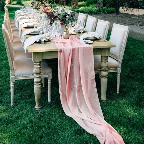Miniatura 8 de Paquete de 10 Caminos de Mesa de Gasa Rosa Bebé de 10 Pies para Boda, Camino de Mesa de Tul Romántico Transparente para Navidad, Boda, Novia, Fiesta