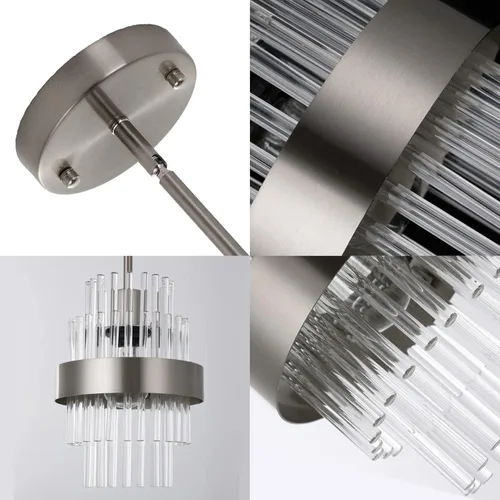 Miniatura 5 de Lámparas Colgantes, Iluminación Colgante de Cristal Moderna de 7 pulgadas, Luces Colgantes de Isla de Cocina de Níquel Cepillado, Iluminación