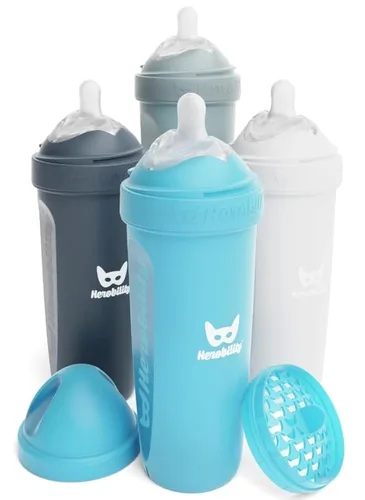 Miniatura 11 de Herobility - Biberones dobles anticólicos para bebé – 240 ml/8.5 fl oz – paquete de 3 – Melocotón A7) Melocotón