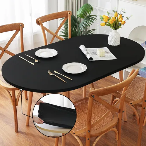 Miniatura 14 de Mantel redondo de elastano, suave y agradable a la piel, sin pelusas, funda de mesa de tela transpirable con banda elástica para comedor, reunión