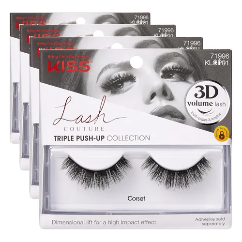 Miniatura 11 de KISS Pestañas postizas Triple Push-Up, 'Babydoll', de 0.47 a 0.55 pulgadas, incluye 4 pares de pestañas postizas, fáciles de aplicar, racimos