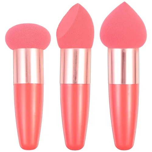 Beaupretty Juego de 3 bolígrafos de maquillaje de belleza, esponjas de maquillaje portátiles en seco y húmedo, herramientas cosméticas de mano para