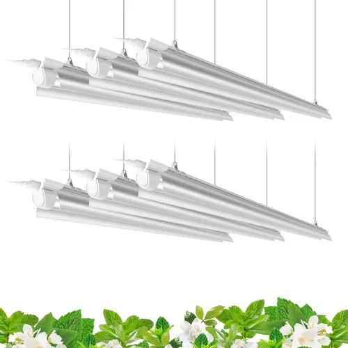 Barrina Luces de cultivo de plantas, 4 pies, 5000 K, luz diurna de espectro completo, 252 W (6 x 42 W, equivalente a 1400 W), tiras de luz LED T8,