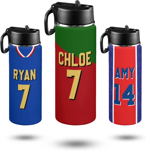 Miniatura 10 de Personalized Kids Water Bottle with Name, 18oz Insulated Stainless Steel Straw, Leak Proof BPA-Free Water Bottle for School, Sports & Travel, Custom