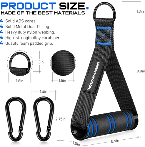 Miniatura 2 de RENRANRING Asas de Ejercicio para Gimnasio, Accesorios de Reemplazo para Poleas de Máquina de Cable, Banda de Resistencia y Entrenador de Fuerza