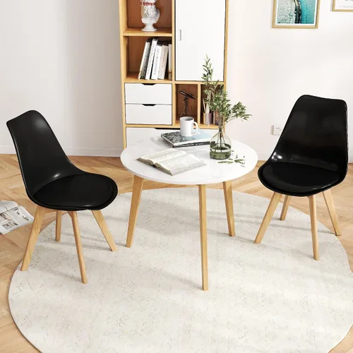 Miniatura 9 de LSSBOUGHT Sillas de comedor modernas de mediados de siglo, silla auxiliar de plástico con acolchado suave y patas de madera para comedor, sala