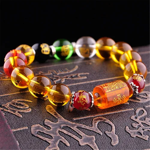 Miniatura 6 de YGLINE Pulsera de porsperidad de cinco elementos de citrino Feng Shui, atrae riqueza y buena suerte, bolsa de regalo de lujo, Talla única, Piedra