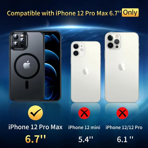 Miniatura 6 de Funda magnética para iPhone 12 Pro Max [protección militar contra caídas] [compatible con MagSafe], antihuellas, a prueba de golpes, translúcida