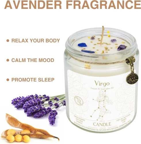 Miniatura 4 de Velas de signo del zodiaco, velas con signo de cristal del zodiaco, velas perfumadas de astrología, regalos para mejores amigos, mujeres, hombres