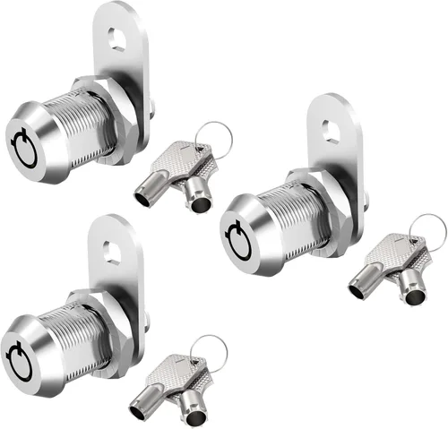 Miniatura 10 de Jayseon Paquete de 3 cerraduras de almacenamiento para caravana, cerraduras de gabinete de 5/8 pulgadas con llaves, cerradura de leva con llave Negro