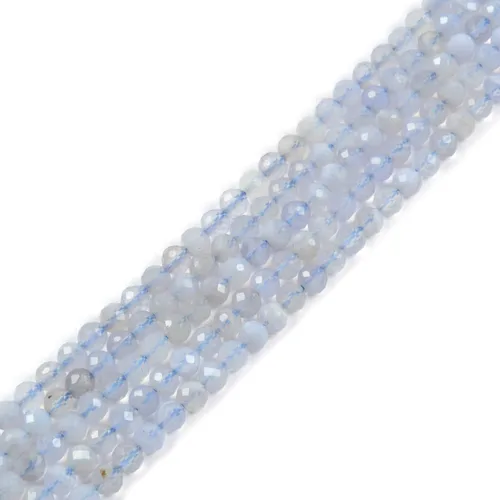 Miniatura 35 de Cuentas redondas facetadas de aguamarina natural de 4mm cuentas sueltas de 16 pulgadas para hacer joyas con cuentas