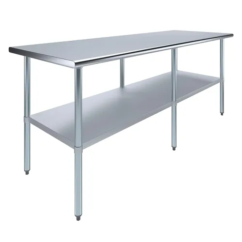 Miniatura 21 de AmGood Mesa de trabajo de acero inoxidable con estante inferior Preparación de alimentos NSF Estación de trabajo utilitaria