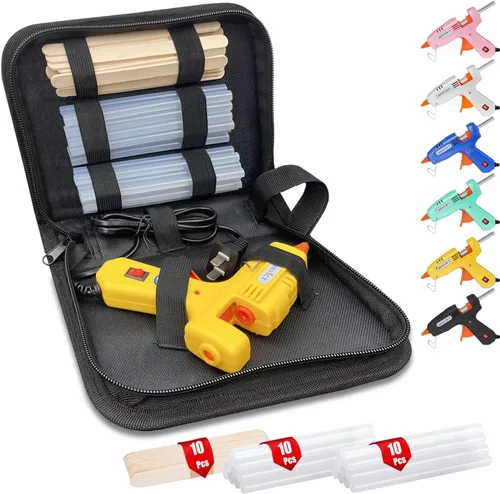 Miniatura 6 de MONVICT Kit de pistola de pegamento caliente, mini pistola de pegamento rosa con estuche de transporte, 20 barras de pegamento de alta calidad, 10