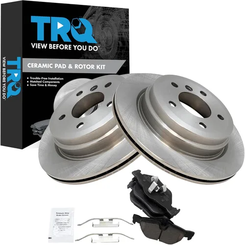 Miniatura 24 de TRQ Kit de rotor de freno trasero y pastillas de cerámica Posi premium compatible con camioneta Chevy GMC