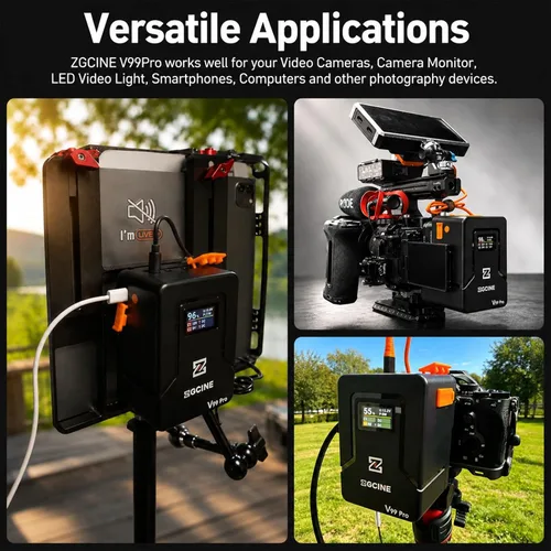 Miniatura 8 de ZGCINE - Batería de montaje en V V99 Pro con cargador USB-C PD100W, 1.5H completamente cargada, 6400mAh 94.72Wh 14.8V con D Tap/Dual USB