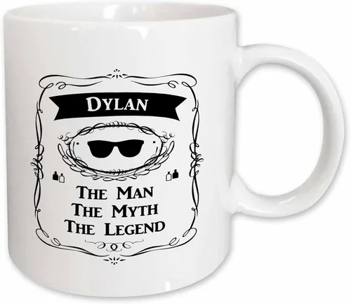 Miniatura 11 de 3dRose Dylan - The Man The Myth The Legend - Nombre personal personalizado regalo 11oz taza amarilla bicolor Amarillo