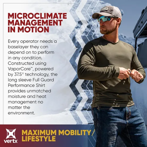 Miniatura 2 de Vertx Mens Long Sleeve Tactical T Shirt, Athletic Workout Hunting Hiking Sport, Pull On Longline Style, Semi Compression Fit