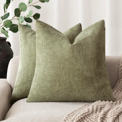 Miniatura 48 de Foindtower - Paquete de 2 fundas de almohada decorativas, cuadradas, cómodas, unicolor, suaves, lumbares, estilo rústico neutro, para sofá, sillón
