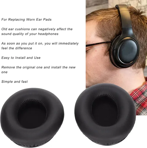 Miniatura 3 de Juego de almohadillas para los oídos, esponja de cuero de proteína suave, repuesto para auriculares TaoTronics TtBH060