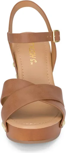 Miniatura 4 de STYLISH S SHIFT - Sandalias de tacón de plataforma de madera sintética con correa de tobillo y puntera abierta para mujer
