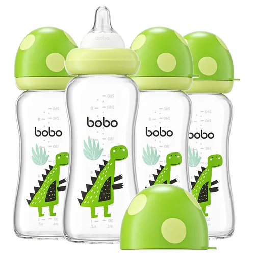 Miniatura 19 de YOHKOH Biberón de vidrio natural con pezón de flujo lento de nivel 1, biberones anticólicos para recién nacidos, botella de vidrio de cuello ancho