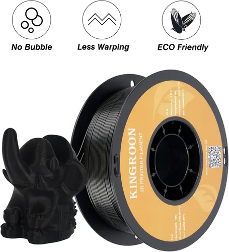 Miniatura 3 de Filamento para impresora 3D Kingroon PLA, 10 carretes, precisión dimensional +/- 0.02 mm, carrete de 10 kg (22 libras), 1.75 mm, negro