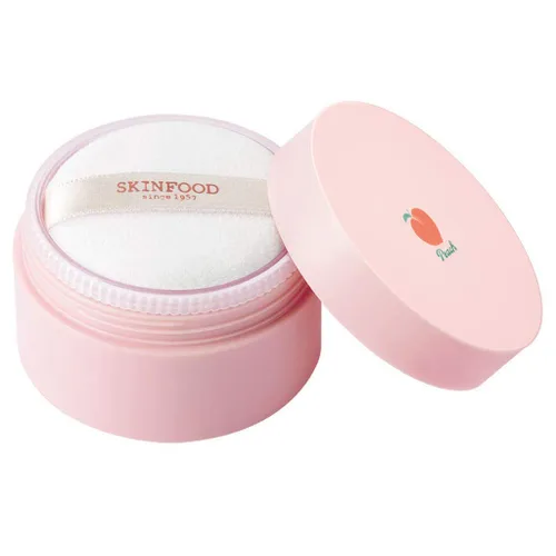 SKINFOOD Polvo de algodón de durazno multiacabado 0.53 oz – Polvo sedoso de control de sebo con extracto y calamina para piel grasa, relleno de