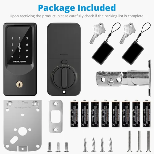 Miniatura 7 de AkaGear Cerradura inteligente WiFi para puerta de entrada sin llave con 8 pilas AA, control remoto de aplicación, cerrojo de teclado táctil