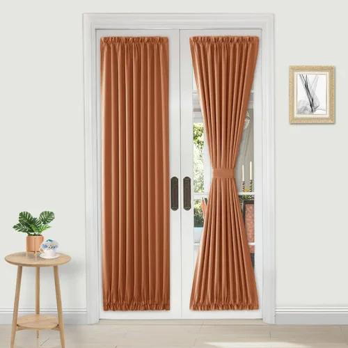 Miniatura 129 de DWCN Cortinas para puerta francesa: cortina térmica con bolsillo para barra para puertas con ventana de vidrio, puertas de cocina y patio