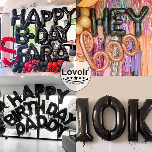 Miniatura 7 de Lovoir Globos grandes de 40 pulgadas con letras B negras de gran tamaño, globo de helio de aluminio de Mylar para decoración de fiesta de Letra B