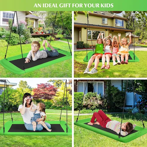 Miniatura 2 de Goplus Columpio de árbol de plataforma gigante de 60 pulgadas para niños y adultos, columpio rectangular ajustable para interiores y exteriores