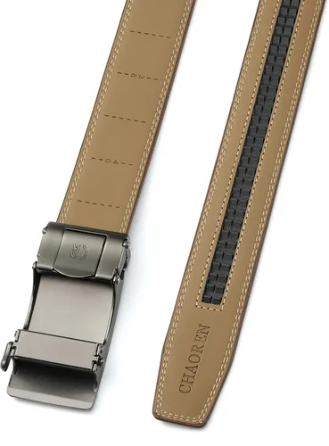 Miniatura 3 de CHAOREN Cinturones de trinquete para hombre, paquete de 2, elegantes cinturones de cuero en juego de regalo de 1.378 in