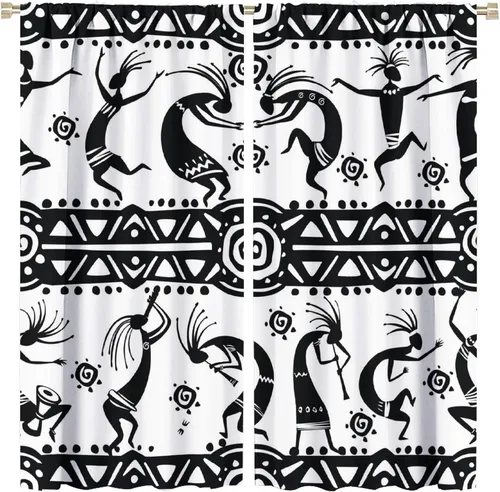 Miniatura 12 de Kokopelli - Cortinas opacas para cocina, decoración de sala de estar, dormitorio, 21 x 45 pulgadas, 2 paneles