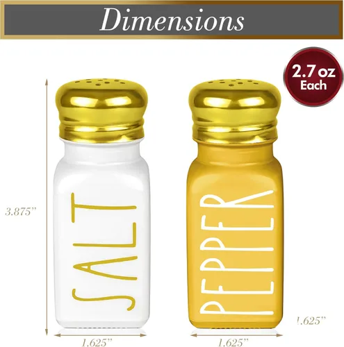 Miniatura 6 de Juego de saleros y pimenteros dorados estilo granja de Brighter Barns - Saleros de vidrio y tapa de acero inoxidable - Decoración moderna