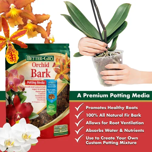 Miniatura 7 de Better-Gro Corteza de Orquídea - Medio de Cultivo de Orquídeas de Grado Premium para Plantar, Trasplantar, Desarrollo de Raíces y Retención de Agua