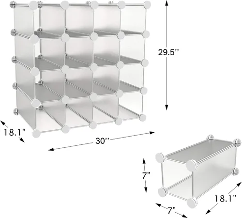 Miniatura 2 de Lavish Home - Organizador de cubos con 16 estantes de cubo con estantes modulares entrelazados, personalizables, apilables para organización